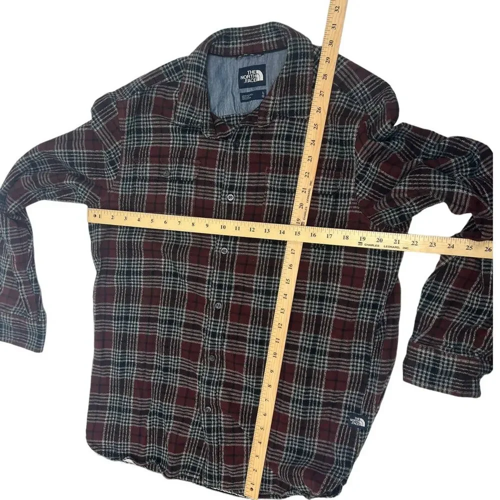 THE NORTH FACE Maroon Plaid Button Up Long Sleeve Shirt SZ Large